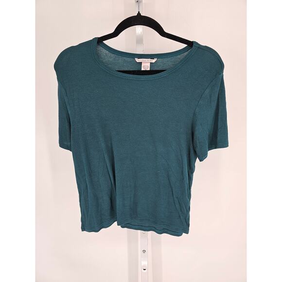 Victorias Secret Womens Sz L Pajama Set Shorts Shirt Dark Teal Blue - Picture 4 of 6